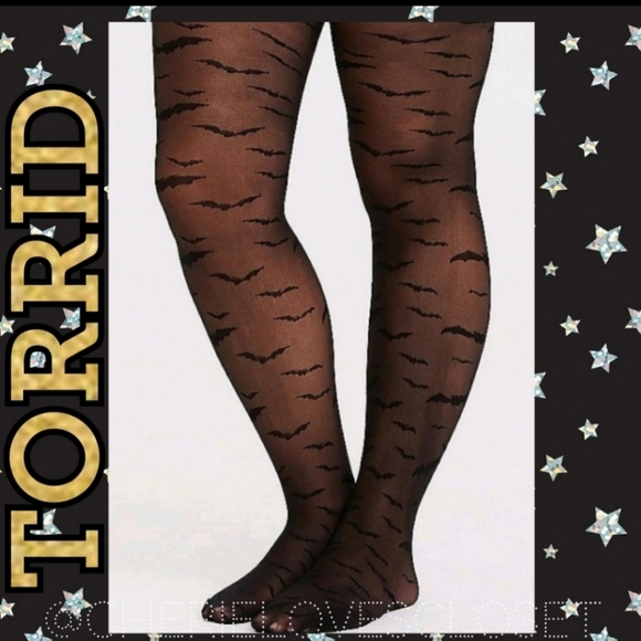 TORRID Black BATS Semi Opaque Tights! - Picture 1 of 4